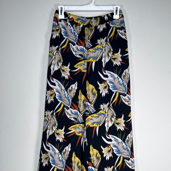 Jenn Wide Leg Pants Women's Small Black Multicolor Fall Leaves Hippie - Picture 1 of 13